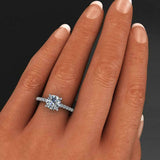 Solitaire with Accent Engagement Ring 1.5ct Round Cut Diamond 10k WhiteGold Over