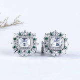 6Ct Radiant Cut Diamond Emerald Gatsby Cocktail Stud Earring 14K White Gold Over