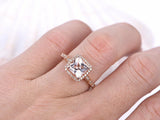 1.4ct Princess Cut Peach Morganite Halo Engagement Ring 14k Rose Gold Finish