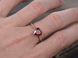 1.5ct Heart Cut Red Garnet Solitaire with Round Accent Ring 14k Rose Gold Finish