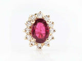 2ct Oval Cut Pink Ruby Diamond Halo Women Stud Earrings 14k Yellow Gold Finish