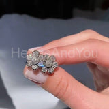 1ct Round Cut Moissanite Flower Stud Earrings For Women 14k White Gold Plated