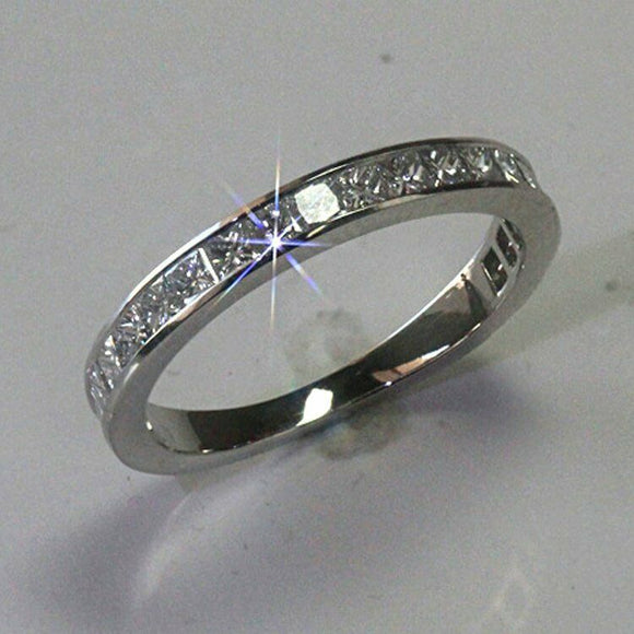 2ct Princess Diamond Channel Set Eternity Wedding Ring Band 14k White Gold Over