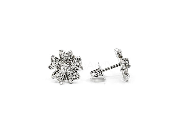 1ct Round Cut Moissanite Flower Cluster Stud Women Earring 14k White Gold Plated