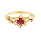 1ct Round Pink Ruby Floral Leaves Solitaire Engagement Ring 14k Yellow Gold Over