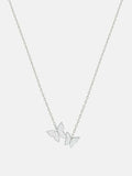 0.8ct Diamond Pendant with Chain Round Cut Dual Butterfly 14k White Gold Finish