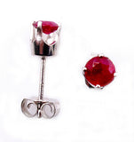 1Ct Round Cut Pink Ruby Classic Solitaire Stud Earrings 14K White Gold Finish