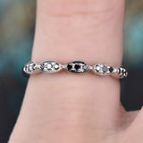 0.75Ct Round Cut Black Diamond Minimalist Wedding Ring Band 14K White Gold Over