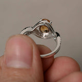 2ct Oval Cut Yellow Citrine Infinity Wedding Engagement Ring 14k White Gold Over