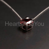 1ct Heart Simulated Red Garnet Solitaire Pendant 14k White Gold Plated NO CHAIN