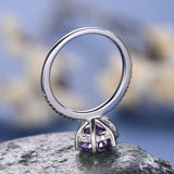 1Ct Round Cut Purple Amethyst Solitaire Engagement Ring 18K White Gold Finish