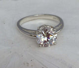 1.6ct Engagement Ring Round Cut Diamond Solitaire Women 14k White Gold Finish