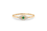 0.65ct Round Cut Green Emerald Evil Eye Engagement Ring 14k Yellow Gold Finish