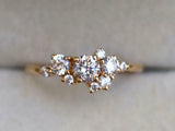 1.8ct Engagement Ring Round Cut Diamond Cluster Design 14k Yellow Gold Finish