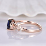 1ct Heart Cut Blue Sapphire Floral Solitaire Engagement Ring 14k RoseGold Finish