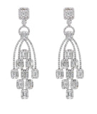 6ct Baguette Cut Diamond Chandelier Cocktail Drop Earrings 14k White Gold Finish