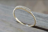 1ct Round Cut Diamond Wedding Band 14k Yellow Gold Finish Ball Shank Dual Row