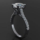 Round Accents Solitaire Engagement Ring 1.7ct Cushion Diamond 14k WhiteGold Over