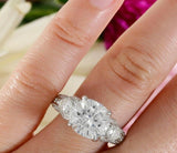 4ct Cushion Diamond Princess Gatsby Cocktail Engagement Ring 14k White Gold Over