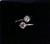 1.5ct Round Cut Diamond 2 Stone ByPass Engagement Ring 14k White Gold Finish