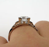 3Ct Asscher Cut Diamond Vintage Milgrain Engagement Ring 14K White Gold Finish