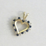 1ct Round Cut Blue Diamond Sapphire Heart Pendant 14k Yellow Gold Over NO CHAIN