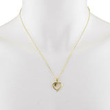 1ct Peridot Pendant Chain Round Heart Love Valentine Gift 14k Yellow Gold Finish