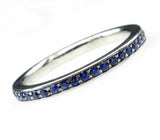 1.5ct Round Cut Blue Sapphire Full Eternity Wedding Band 18K White Gold Finish