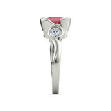 3Ct Cushion Cut Pink Sapphire Diamond Accent Engagement Ring 14K White Gold Over