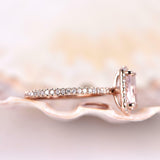 1.3ct Cushion Cut Peach Morganite Solitaire Engagement Ring 18k RoseGold Finish