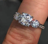 2.5Ct Cushion Cut Diamond Engagement Ring 14K White Gold Finish Round Accents