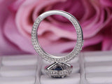 1.2ct Round Cut Blue Sapphire Engagement Ring 14k White Gold Finish Halo Bridal