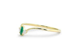 0.35ct Marquise Cut Green Emerald Trilogy Minimalist Ring 14k Yellow Gold Finish