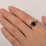 1ct Engagement Ring Oval Cut Black Diamond Heart Split Shank 14k White Gold Over