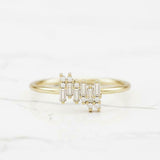 Minimalist Cluster Engagement Ring 1ct Baguette Cut Diamond 14k Yellow Gold Over