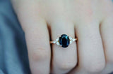 1.8ct Oval Cut London Blue Topaz Leaf Marquise Accent Ring 14k Rose Gold Finish