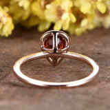 1ct Pear Cut Red Garnet Halo Engagement Ring 14k RoseGold Over with Round Accent