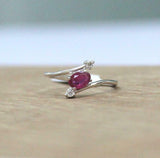 1ct Engagement Ring Oval Cut Pink Ruby Trilogy Bypass 14k White Gold Finish