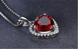 2.2ct Pink Ruby Pendant Heart Cut Halo Cluster 14k White Gold Finish NO CHAIN