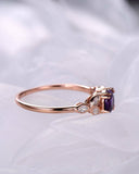 2Ct Round Cut Purple Amethyst Engagement Ring 14K Rose Gold Over Marquise Accent