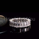 3ct Emerald Simulated Diamond Full Eternity Wedding Band 14k White Gold Plated