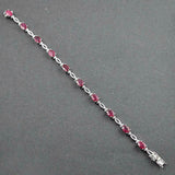 5Ct Oval Cut Pink Ruby Stylish Split Tennis Bracelet 14K White Gold Finish