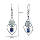 2Ct Oval Cut Blue Sapphire Diamond Heart Drop Earrings 14K White Gold Finish