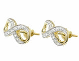 0.25ct Round Cut VVS1D Diamond Infinity Stud Earrings 14k Yellow Gold Finish