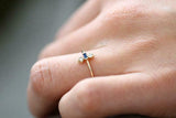 0.3ct Baguette Cut Blue Sapphire Minimalist Engagement Ring 14k Yellow Gold Over