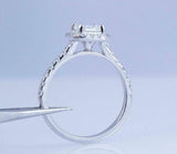 1.6ct Princess Cut Diamond Engagement Ring Solitaire Halo 14k White Gold Finish