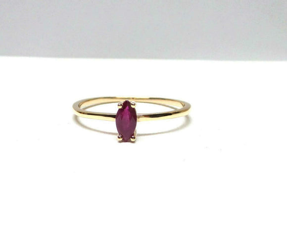 0.5ct Engagement Ring Marquise Cut Ruby Solitaire Minimalist 14k YellowGold Over