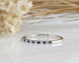 1ct Round Blue Sapphire Alternate Diamond Half Eternity Band 14k White Gold Over