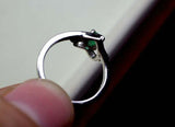 1ct Engagement Ring Oval Green Emerald Bypass Style Heart 14k White Gold Finish