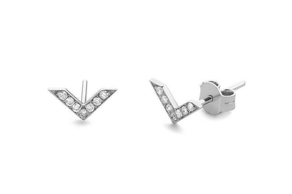 1.2ct Stud Earrings Round Cut Diamond V Shaped Bird Design 14k White Gold Finish